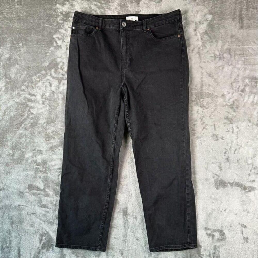 H&M Jeans Womens 16 Black Baggy Fit Dad Jeans Loose 90s Fit High Waist